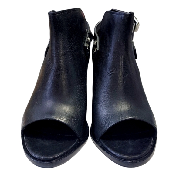 Rag & Bone Wyatt Black Leather Slingback Open Toe Bootie Heel Women Size 37 6.5 - Picture 4 of 10